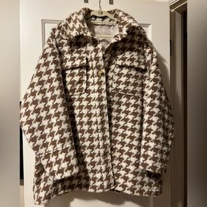 Nasty Girl Houndstooth Plaid Lined Coat